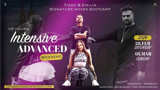 10 Hours Intensive Advanced Zouk Weekend with Tiago & Emilia | Cologne Germany